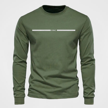 Herren Langarmshirt mit Rundhalsausschnitt und KING-Druck, lässig