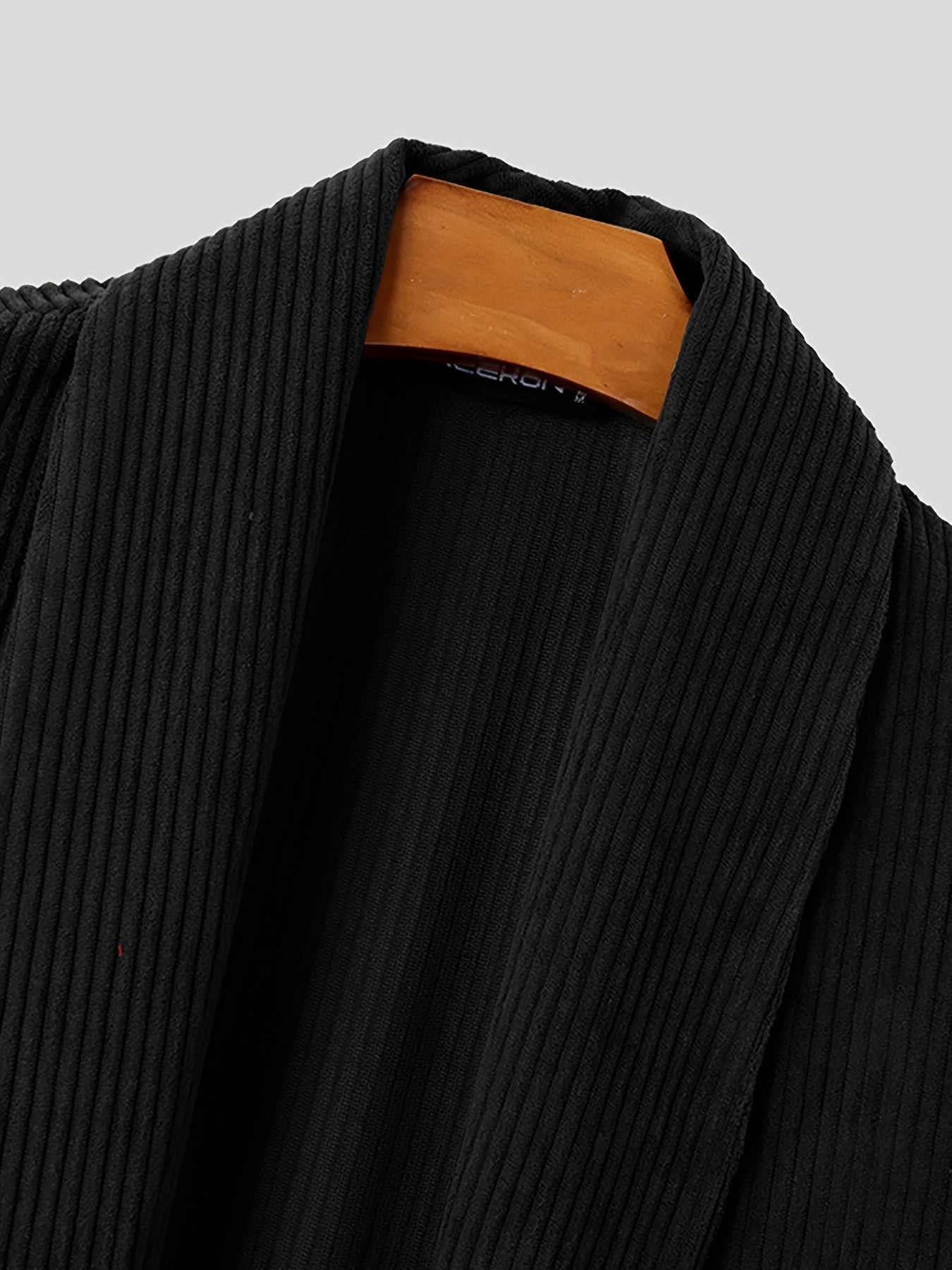 Herren Strickjacke Offen Gerippt Schwarz Lässiger Cardigan