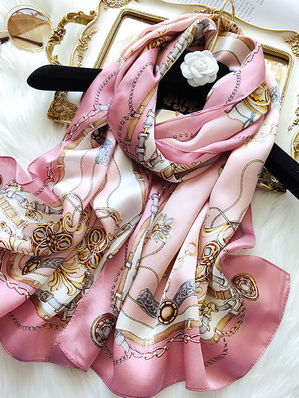 Dameshalsdoek met kettingmotief en kwastjesdetails in verschillende kleuren
