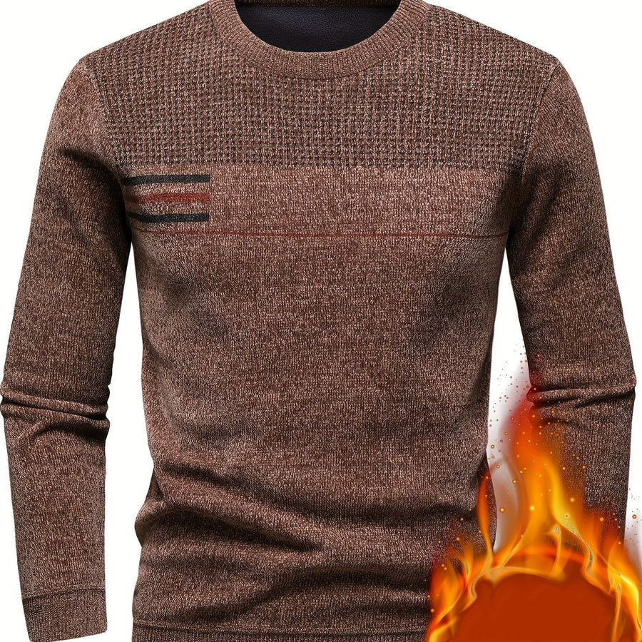Herren Pullover Rundhals Rippstrick Optik Warm Winter
