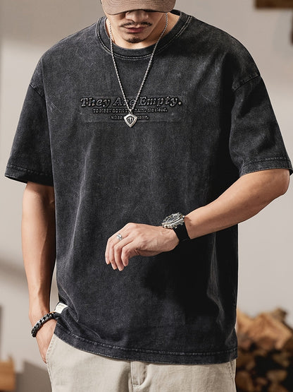 Herren Oversize Streetwear T-Shirt mit Prägung – Urban Style Kurzarm Freizeitshirt
