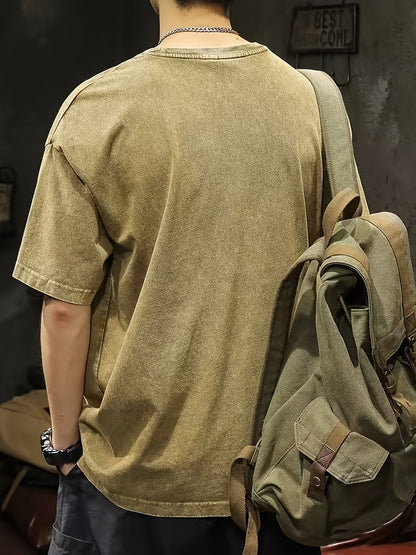 Herren Oversize Streetwear T-Shirt mit Prägung – Urban Style Kurzarm Freizeitshirt