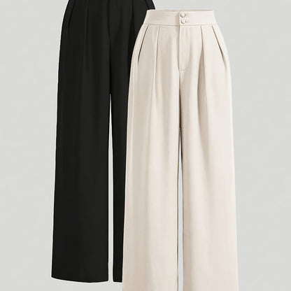 Damen Weite High-Waist Anzughose Elegant Büro & Freizeit
