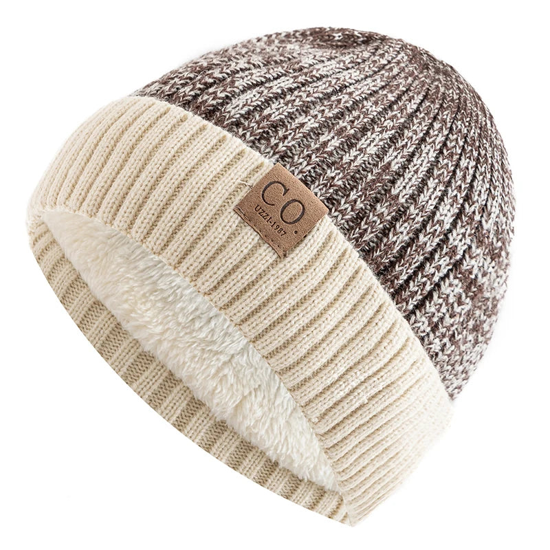 Winter Beanie Mütze mit Strickmuster und Fleecefutter, gefütterte Strickmütze