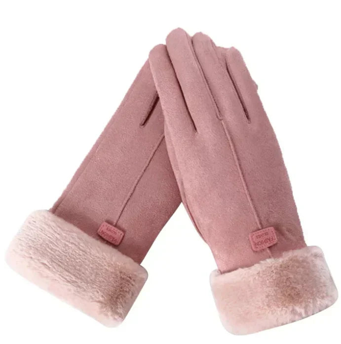 Warme dameswinterhandschoenen met pluche voering en manchetten