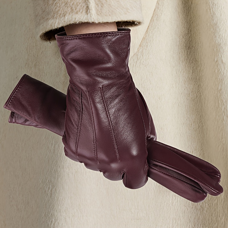 Damen Handschuhe glattes Material Burgunderrot Gr. S