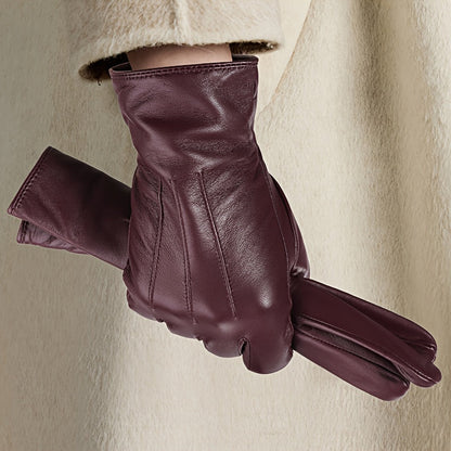 Damen Handschuhe glattes Material Burgunderrot Gr. S
