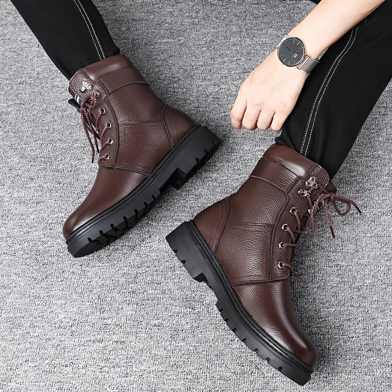 Herren Stiefeletten Schnürstiefel mit Profilsohle, gefüttert, schwarz oder braun
