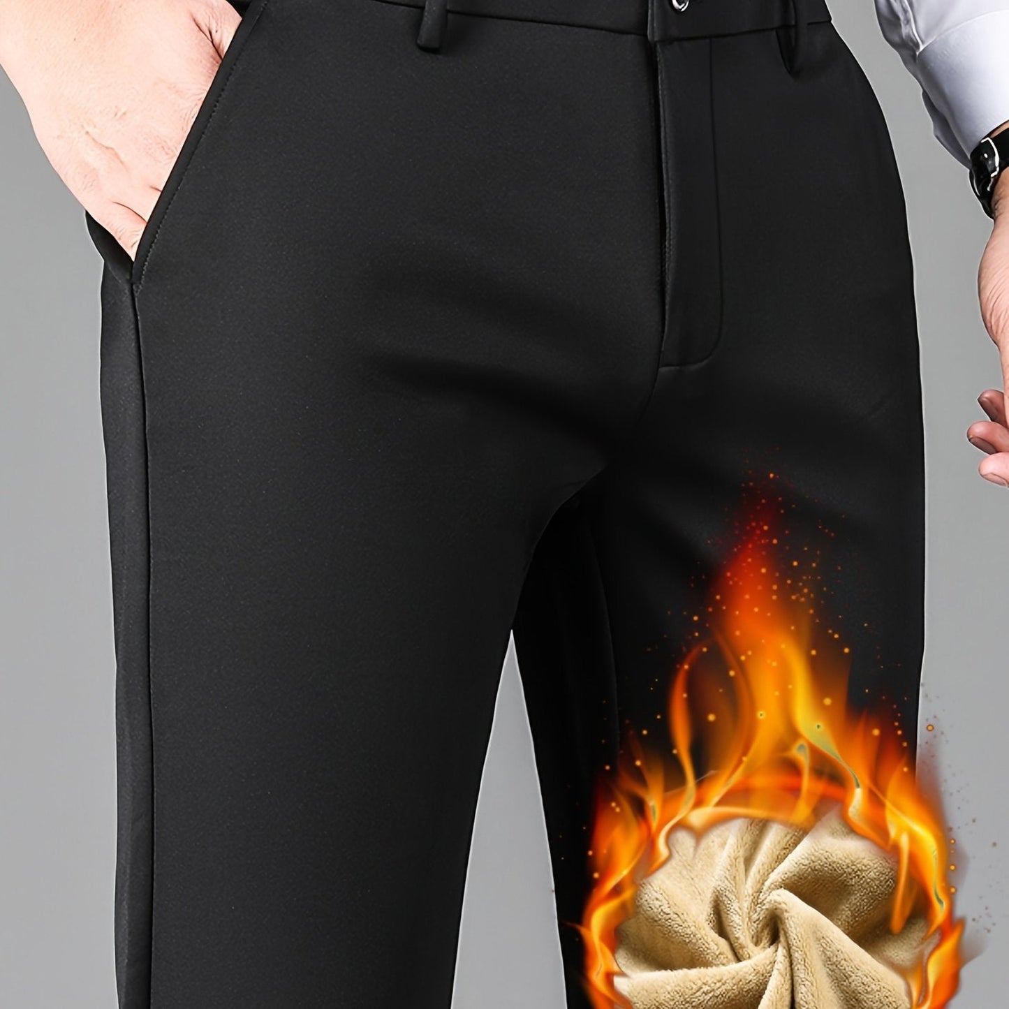 Herren gefütterte Hose Winter Warme Business-Hose mit Fleecefutter