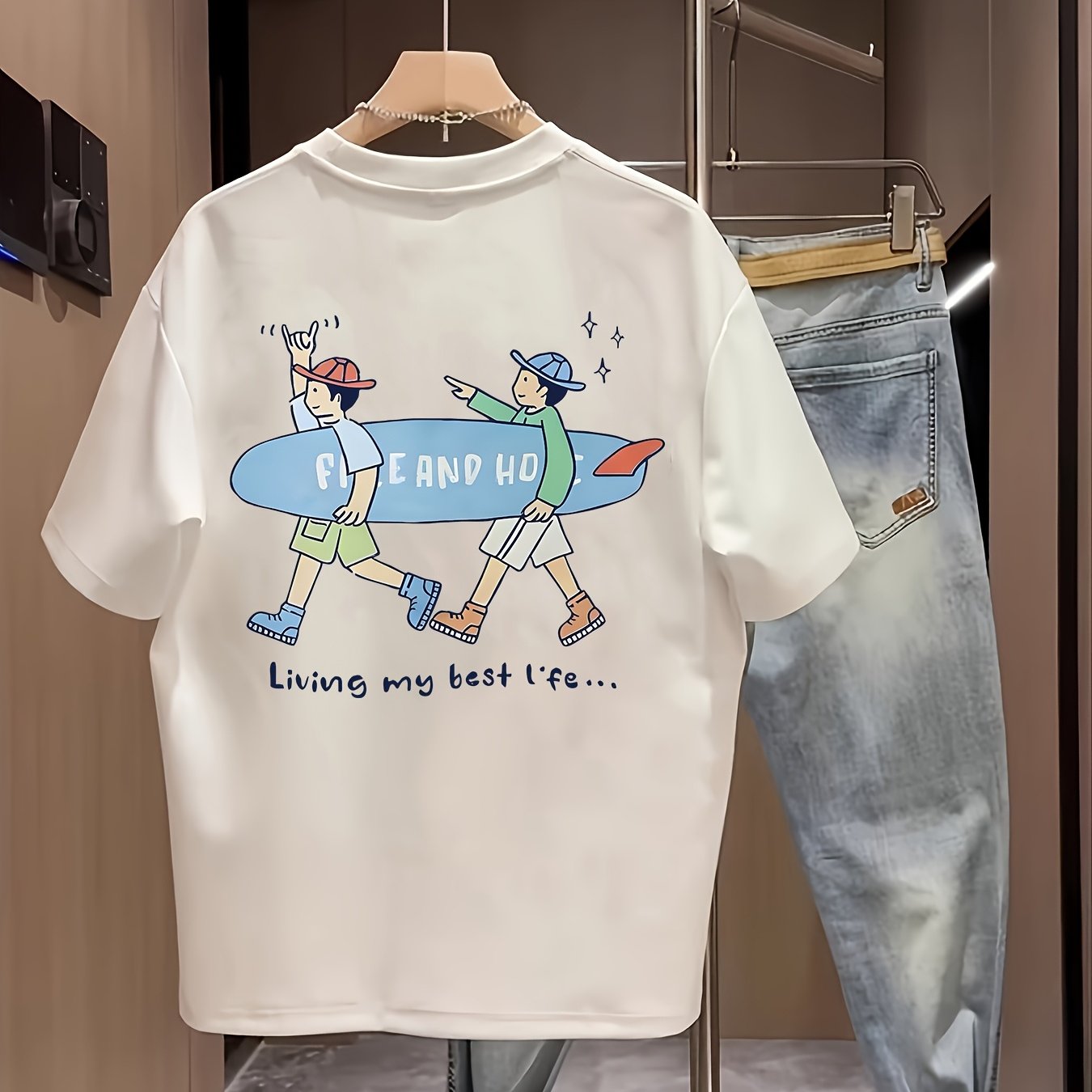 Herren T-Shirt mit Grafik – Freizeitstil, Illustration & Spruch, lässig