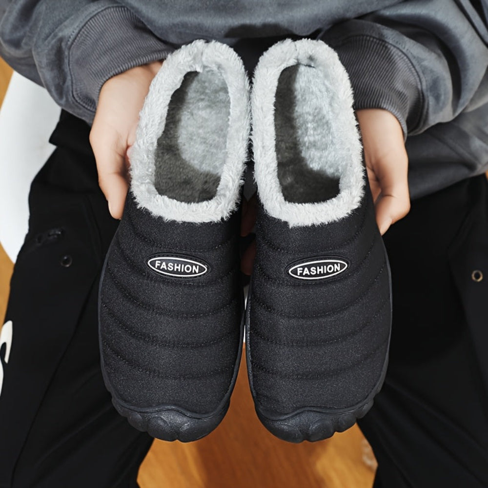 Unisex Winter Pantoffel gesteppt mit warmer Fütterung rutschfeste Sohle