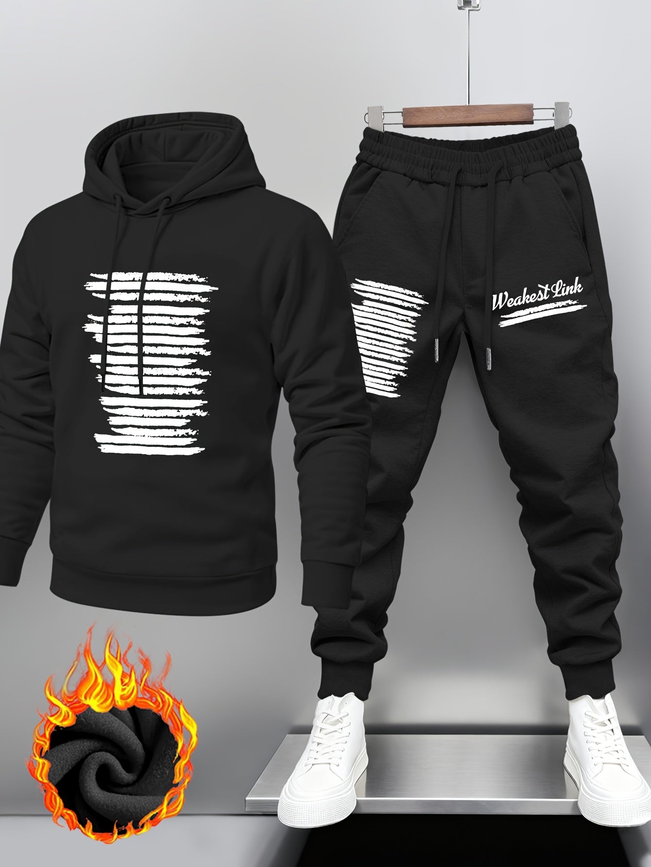 Unisex Trainingsanzug mit Kapuzenpullover & Jogginghose, weich gefüttert