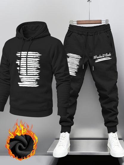 Unisex Trainingsanzug mit Kapuzenpullover & Jogginghose, weich gefüttert