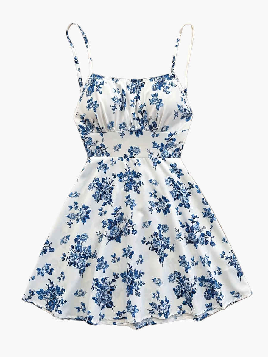 Damen Sommerkleid Elegant mit Blumenmuster und Spaghettiträgern – Perfekt für Freizeit und besondere Anlässe