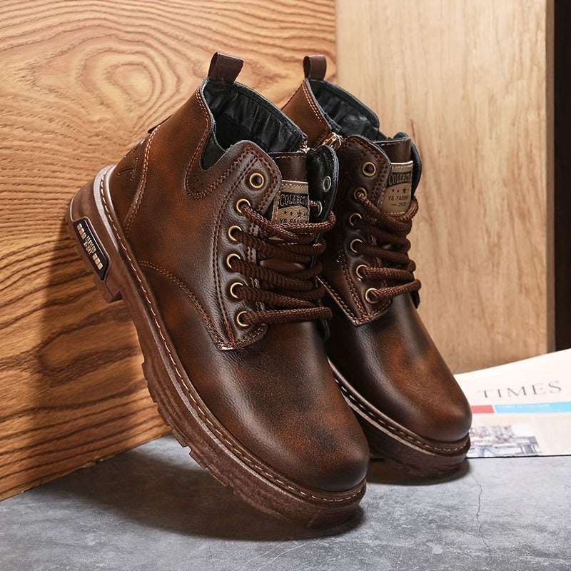 Herren Stiefeletten warm gefüttert Schnürstiefel Profilsohle
