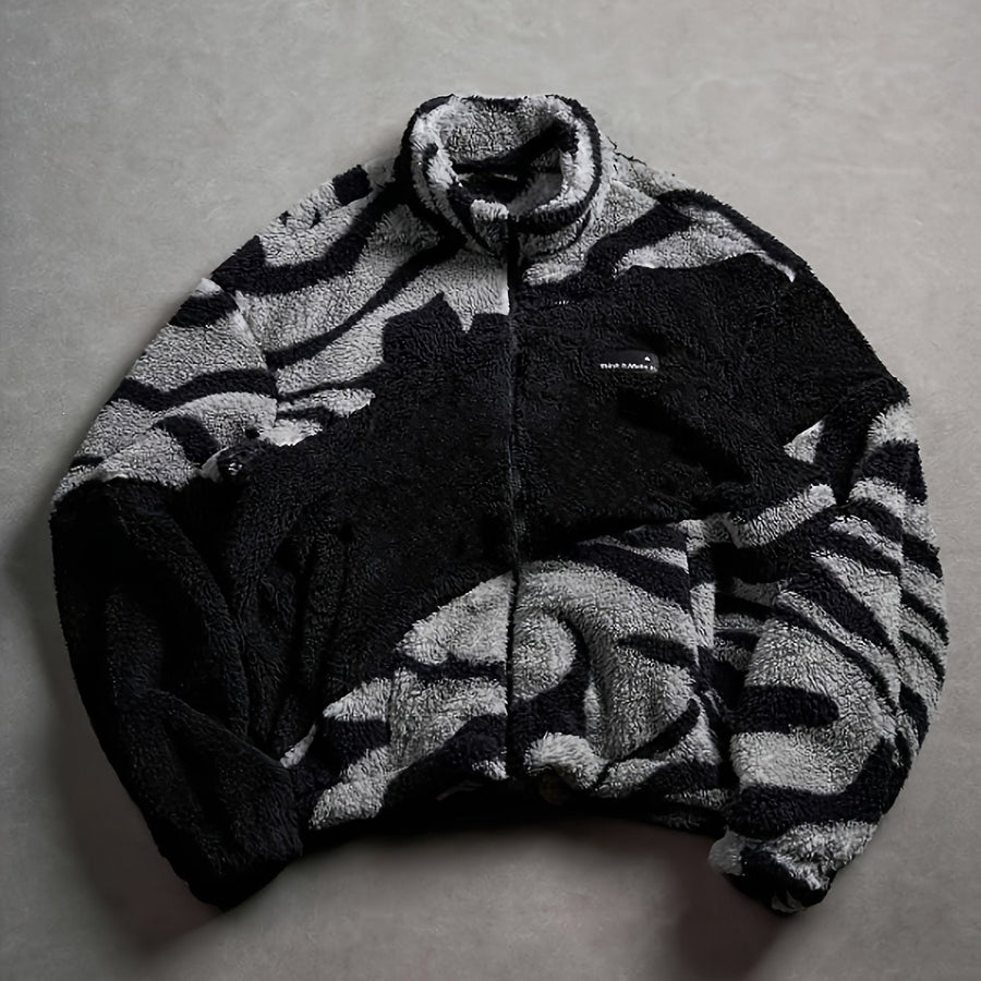 Fleecejacke mit Stehkragen und Reißverschluss, mehrfarbig