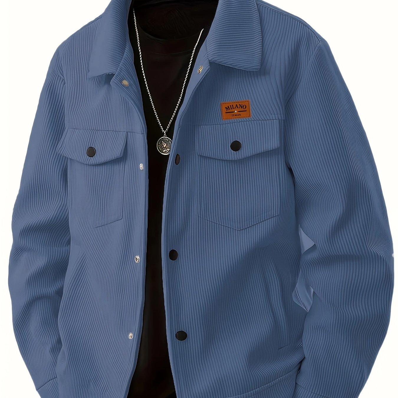 Herren Cordhemd Jacke Freizeit Übergangsjacke mit Knopfleiste & Brusttaschen