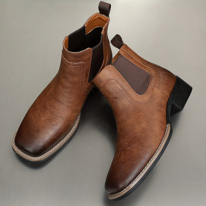 Herren Chelsea Stiefeletten Western-Stil Quadratische Zehenpartie