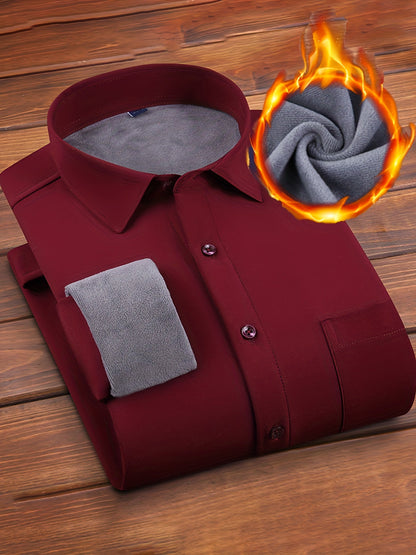 Herren Hemd langärmlig warm gefüttert Winterhemd Freizeithemd mit Brusttasche