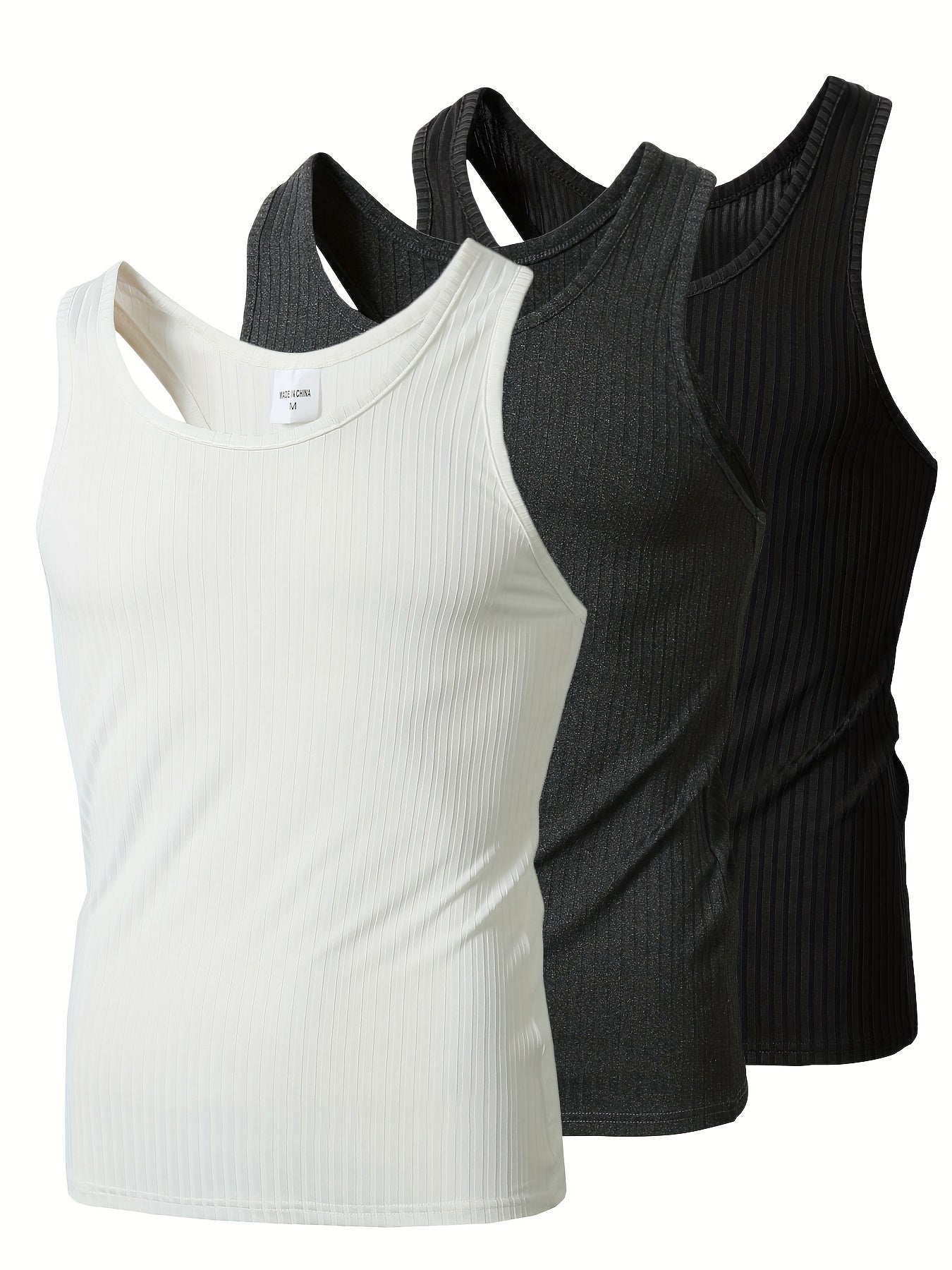 Herren Sport-Tanktop Set – Bequeme Ribbed Fitness Tops für Training & Freizeit