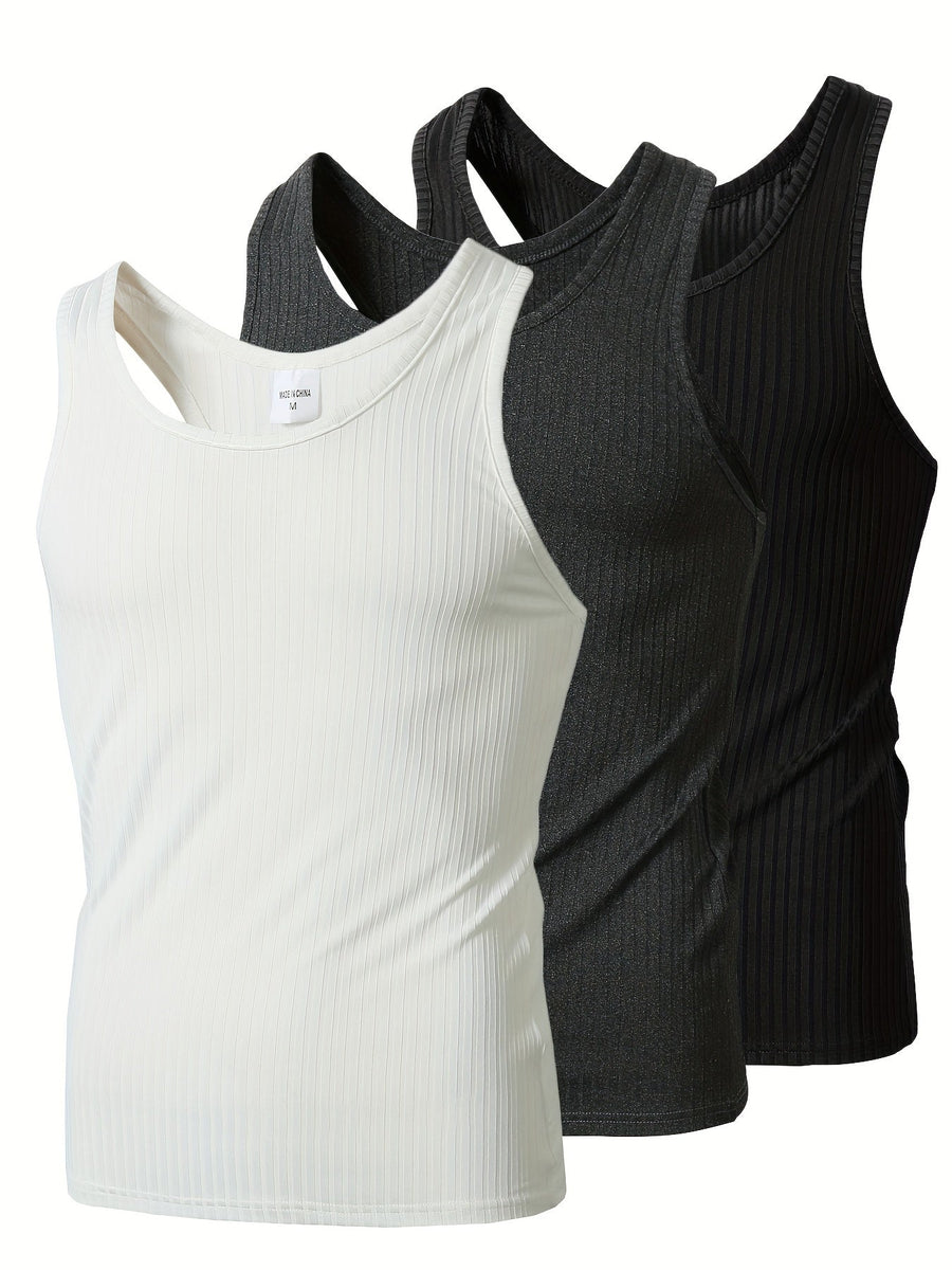 Herren Sport-Tanktop Set – Bequeme Ribbed Fitness Tops für Training & Freizeit