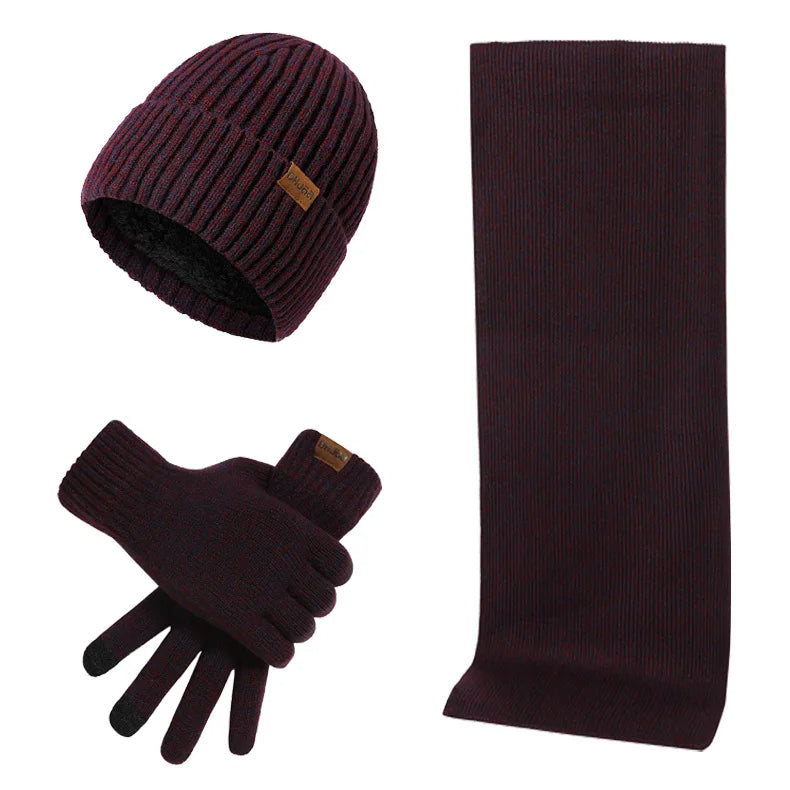 Uniseks winterset met gebreide muts, sjaal en handschoenen met touchscreenfunctie