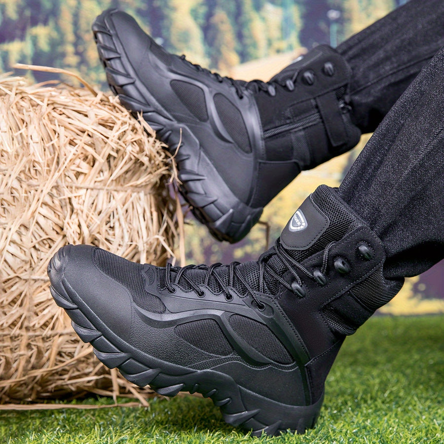 Taktische Stiefel Schwarz Hoch Robuste Outdoor-Schuhe Schnürverschluss