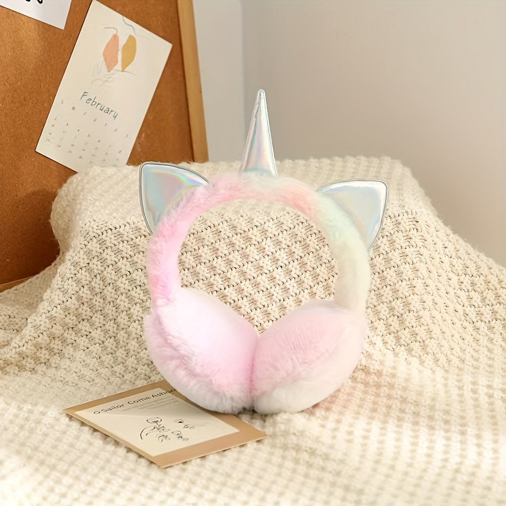 Unicorn Ohrenschützer für Kinder, Plüsch, mehrfarbig, mit Horn & Ohren