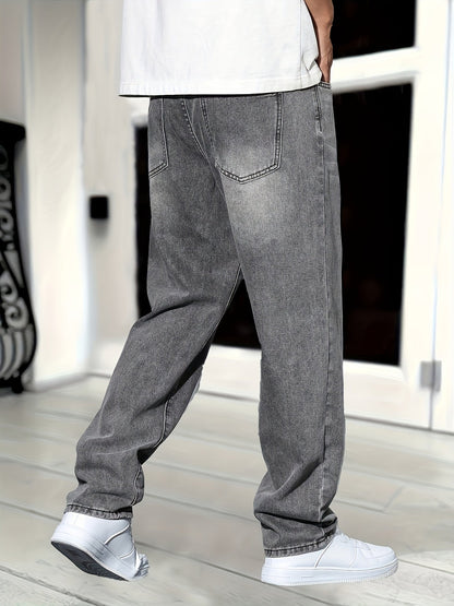 Herren Gerade Schnitt Jeans – Klassischer Streetwear Style für Alltag und Freizeit