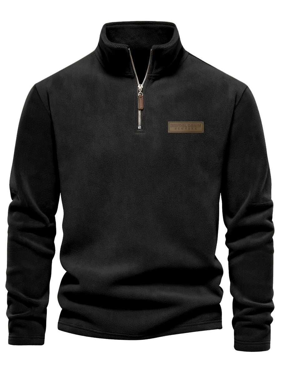 Heren trui met kwart rits – moderne casual stijl met opstaande kraag en subtiel logo