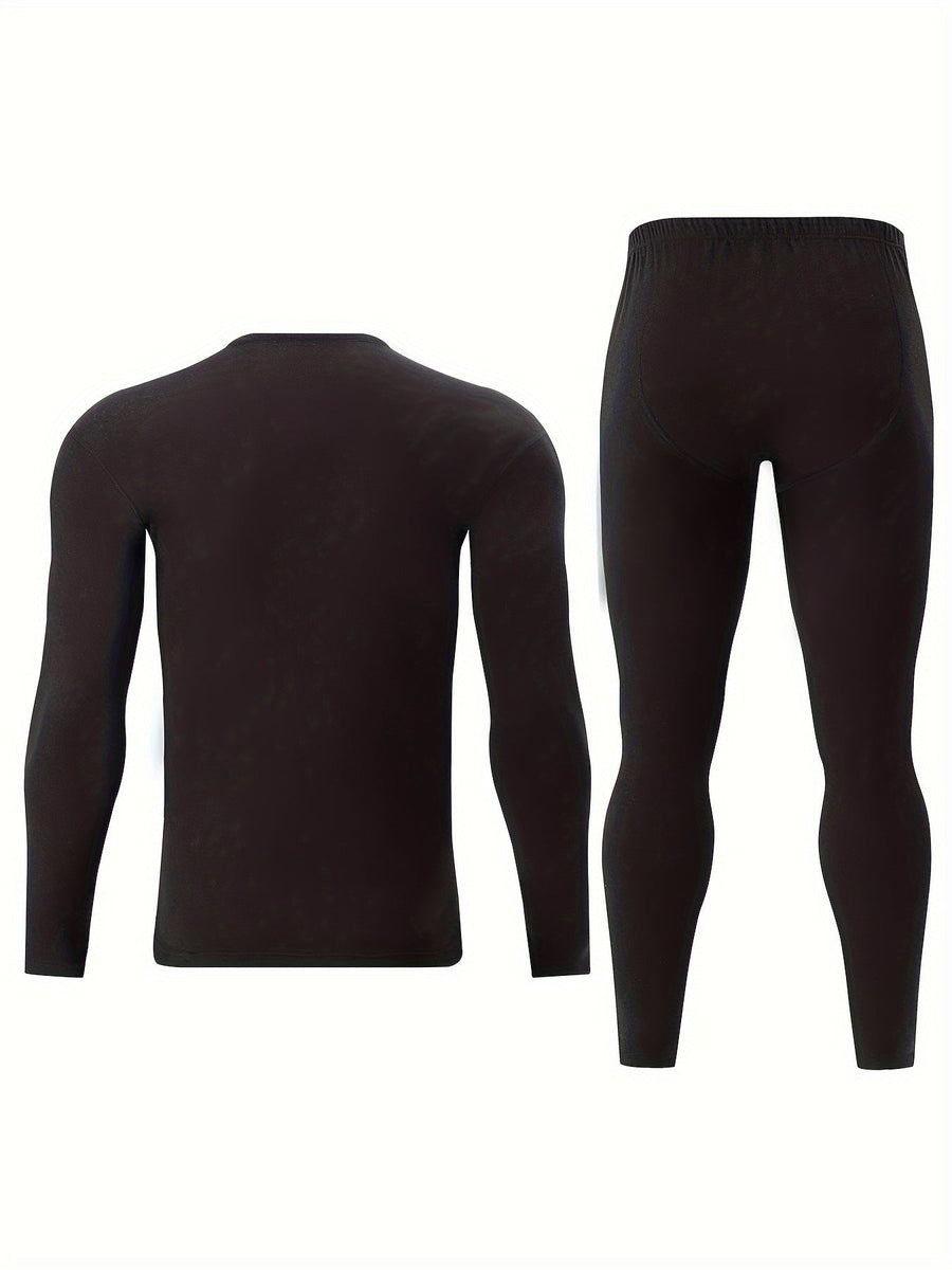 Thermo Unterwäsche Set Herren Schwarz - Langarmshirt und Leggings