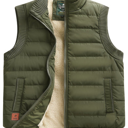 Steppweste mit Stehkragen und Rippstrickdetails - Warm gefüttert - Herren