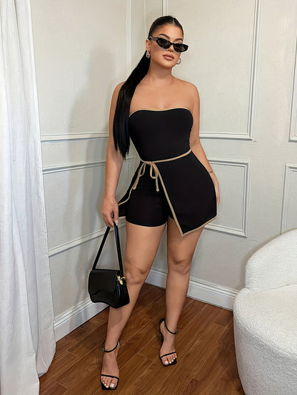 Damen Einteiler Jumpsuit Bandeau Elegant Party Abendmode