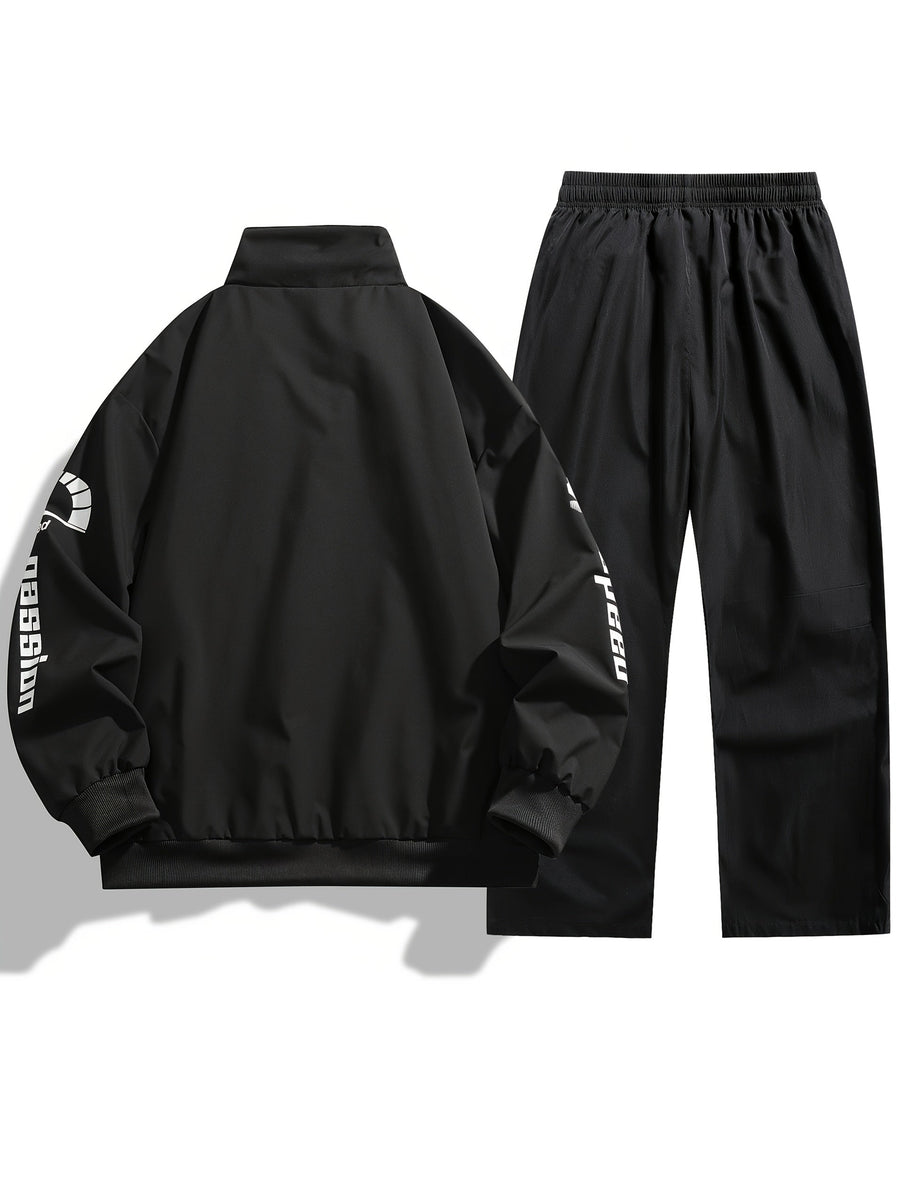 Unisex Racing Trainingsanzug mit Reißverschluss Jacke & Hose - Sportlicher Jogginganzug mit Aufdruck