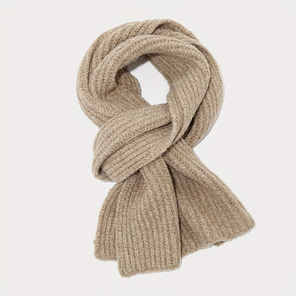 Unisex Strickmütze Schal Handschuh Set Gerippt Beige Winter Accessoire