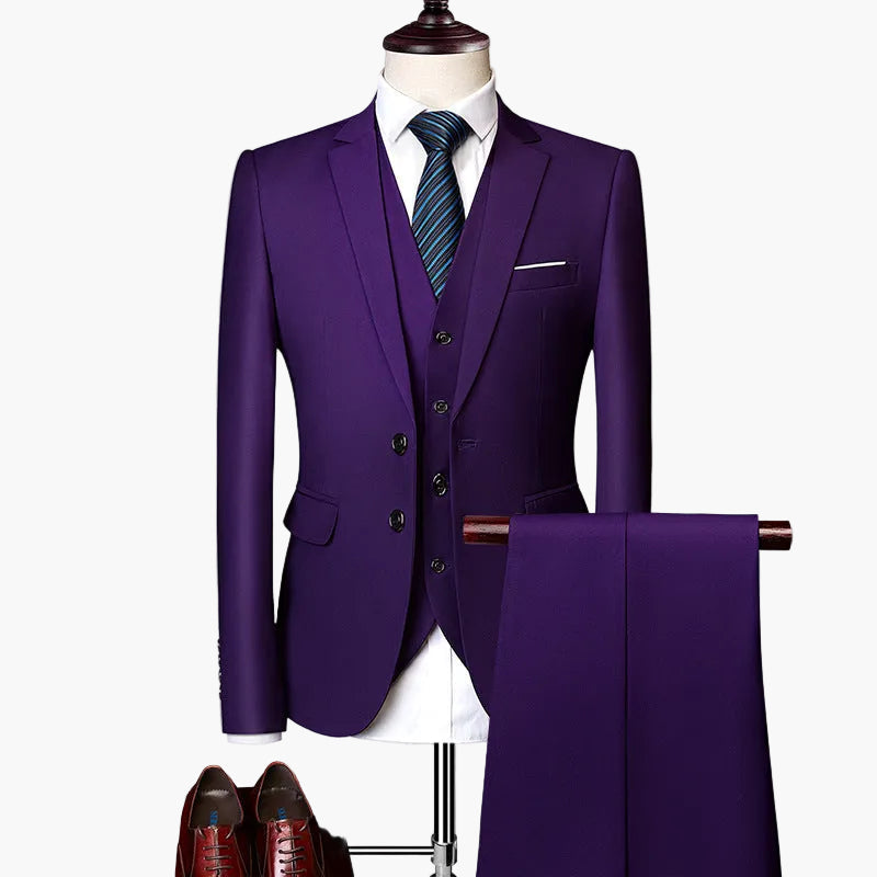 Herren 3-teiliges Slim Fit Anzugset für festliche Anlässe und Business