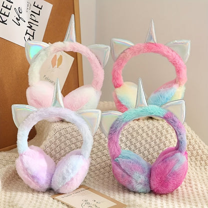 Unicorn Ohrenschützer für Kinder, Plüsch, mehrfarbig, mit Horn & Ohren