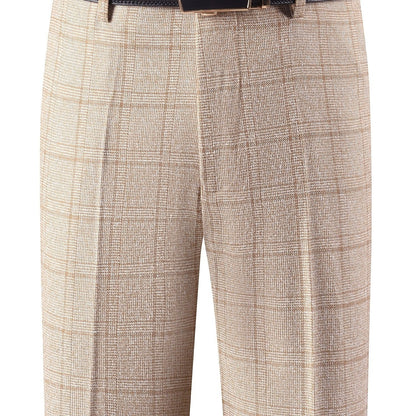 Herren Hose Kariert Gerades Bein Klassischer Schnitt Elegante Freizeithose