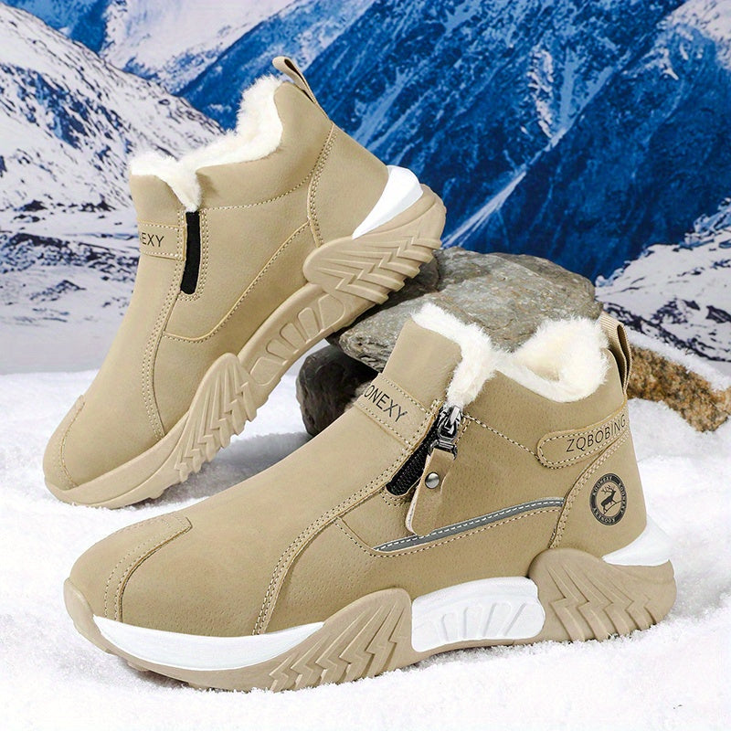 Unisex Winterstiefel gefüttert mit Reißverschluss – Grau, Schwarz, Khaki