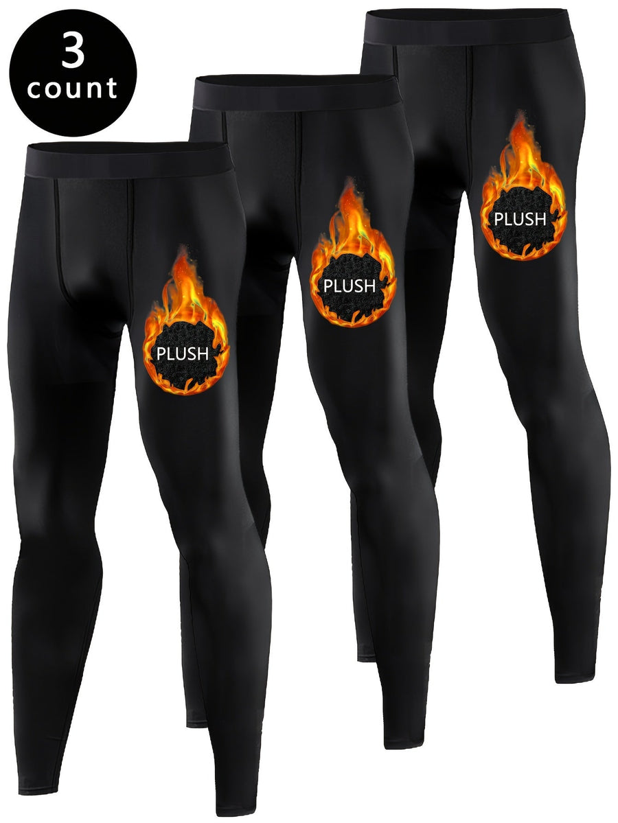 Herren Thermounterhose Kompressions-Leggings Schwarz 3er-Pack