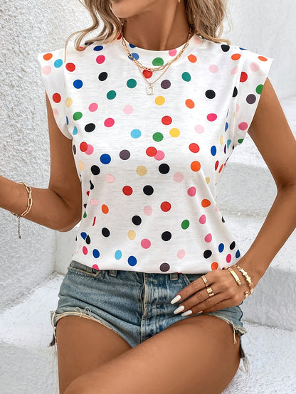 Damen Polka Dot Ärmelloses Oberteil Modern Freizeit