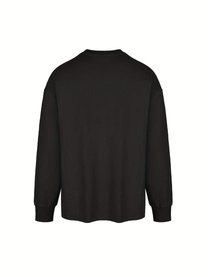 Herren Langarmshirt mit Totenkopf-Druck und Spruch – Rundhals