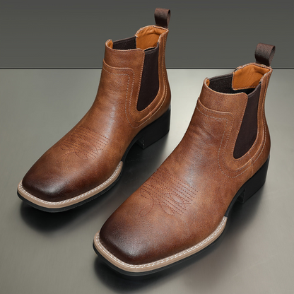 Herren Chelsea Stiefeletten Western-Stil Quadratische Zehenpartie