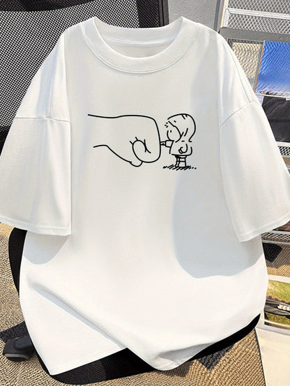 Herren Oversize T-Shirt mit lustigem Fistbump-Print – Urban Streetwear Style