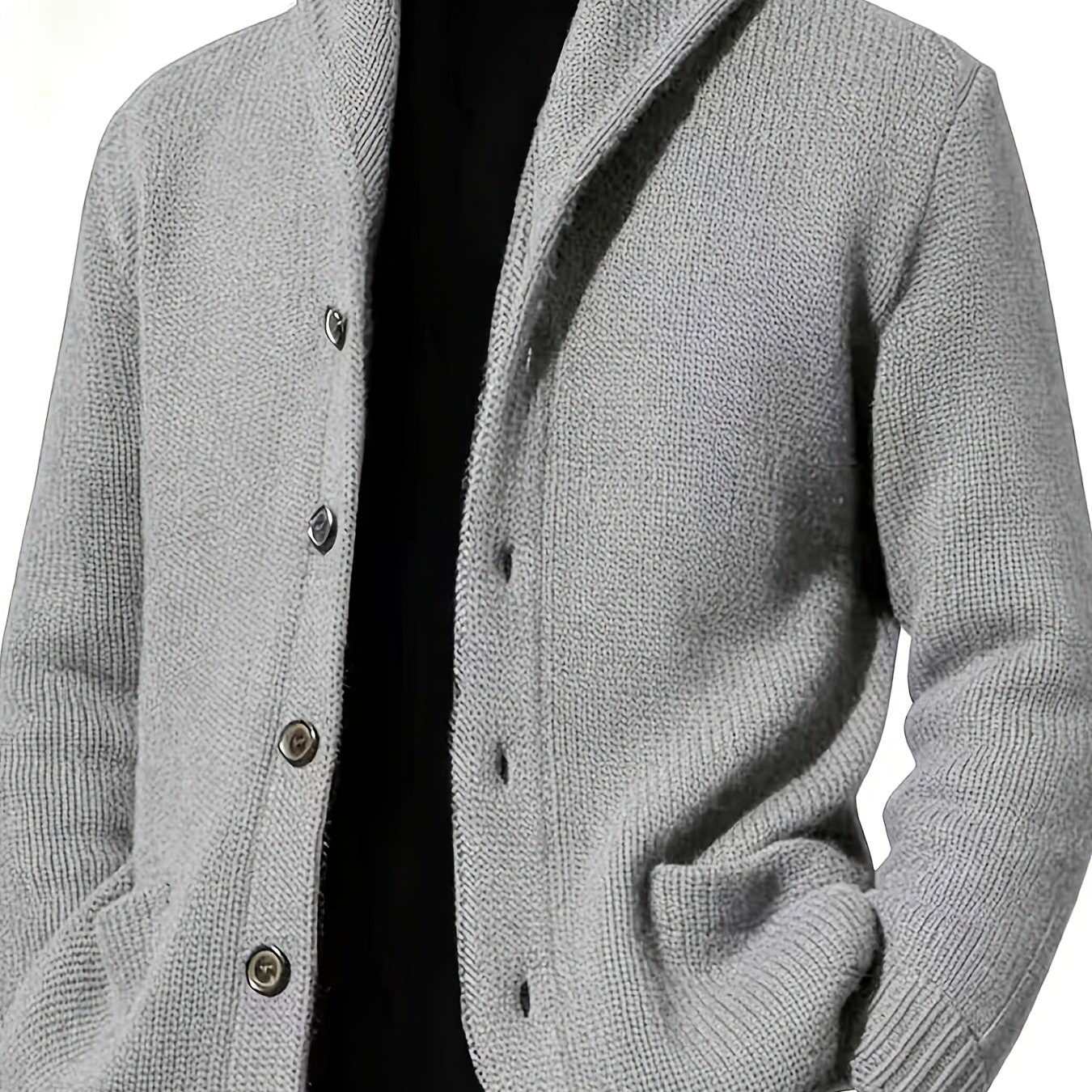 Herren Strickjacke Schalkragen Knopfleiste Dunkelblau Langarm