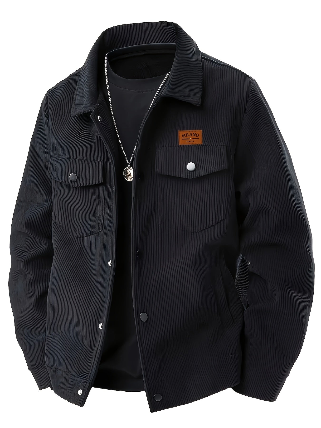 Herren Cordhemd Jacke Freizeit Übergangsjacke mit Knopfleiste & Brusttaschen