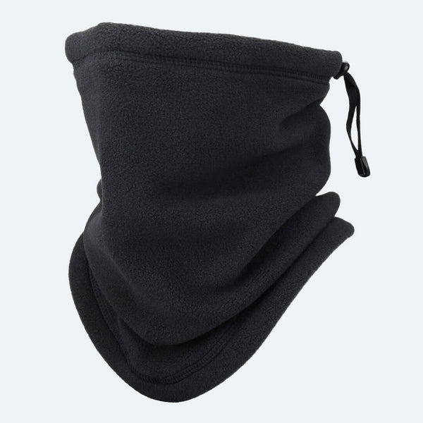 Fleece nekwarmer met trekkoord in zwart – Winterse nekwarmer