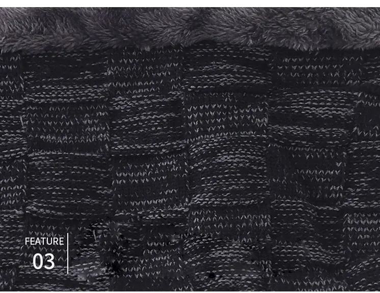 Gestricktes Mützen- und Schal-Set für Herren mit Fleecefutter