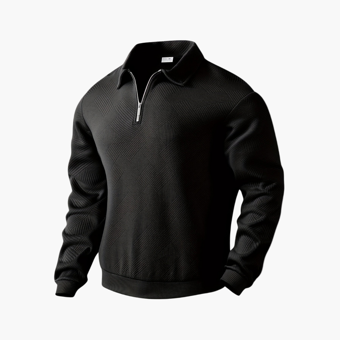 Herren Vintage Sweatshirt mit Reißverschluss-Kragen und geometrischem Muster – Lässig & Stilvoll für Alltag und Freizeit