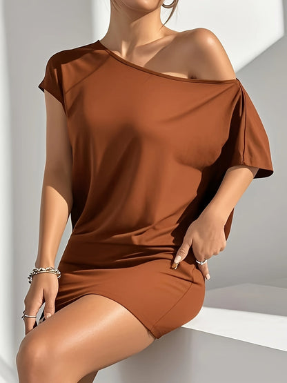 Damen Off-Shoulder Minikleid – Lässiger und eleganter Einteiler für Alltag und Ausgehen
